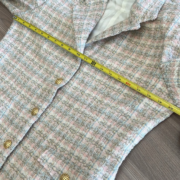 Talbots Tweed Wool Blend Multicolor Gold Buttons Shoulder Pad Blazer Size 12 USA - Picture 7 of 8